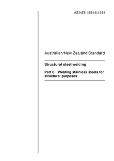 AS/NZS 1554.6: 01/24/1994 Structural steel welding, Part 6: Welding stainless steels for structural purposes