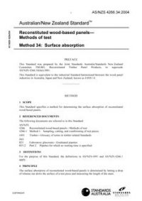 AS/NZS 4266.34: 03/26/2004 Reconstituted wood-based panels – Methods of test, Method 34: Surface absorption