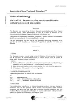 AS/NZS 4276.18: 07/24/2001 Water microbiology, Method 18: Aeromonas by membrane filtration including selected speciation