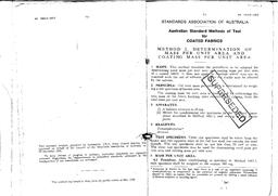 AS 1441.2: 01/01/1973 Methods of test for coated fabrics, Method 2: Determination of mass per unit area and coating mass per unit area