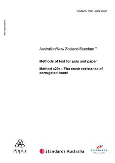 AS/NZS 1301.429S: 12/23/2002 Methods of test for pulp and paper (metric units), Part 429S: Flat crush resistance of corrugated board