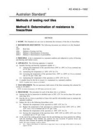 AS 4046.6: 01/01/1992 Methods of testing roof tiles – Determination of resistance to freeze/thaw