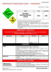 AS 1678.2.2.000: 05/06/2003 Emergency procedure guide – Transport – Oxygen, refrigerated liquid