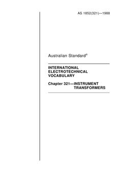 AS 1852.321: 01/01/1988 International electrotechnical vocabulary – Instrument transformers