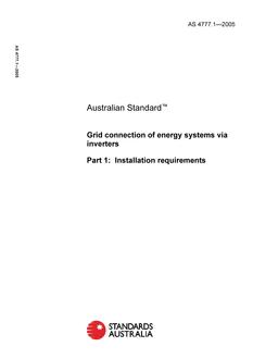 AS 4777.1: 05/20/2005 Grid connection of energy systems via inverters, Part 1: Installation requirements