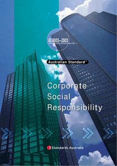 AS 8003: 01/01/2003 Corporate governance – Corporate social responsibility