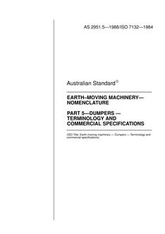 AS 2951.5: 01/01/1988 Earth-moving machinery – Nomenclature, Part 5: Dumpers – Terminology and commercial specifications