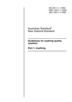 AS 3911.1: 01/01/1992 Guidelines for auditing quality systems – Auditing