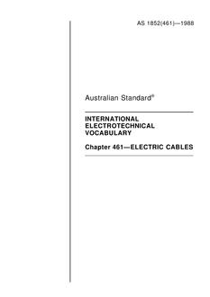 AS 1852.461: 01/01/1988 International electrotechnical vocabulary – Electric cables