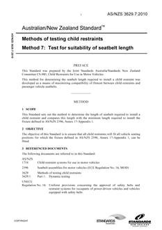 AS/NZS 3629.7: 02/24/2010 Methods of testing child restraints, Method 7: Test for suitability of seatbelt length