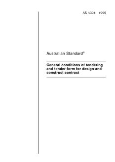 AS 4301: 04/05/1995 General conditions of tendering and tender form for design and construct contract
