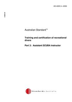 AS 4005.3: 01/01/2000 Training and certification of recreational divers – Assistant SCUBA instructor