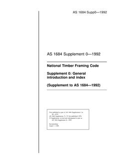 AS 1684 SUPP 0: 06/22/1992 National Timber Framing Code, Supplement 0: General introduction and index (Supplement to AS 1684-1992)