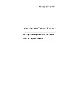 AS/NZS 2210.2: 01/17/1994 Occupational protective footwear, Part 2: Specification