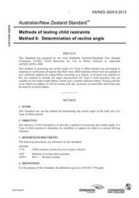AS/NZS 3629.6: 05/08/2013 Methods of testing child restraints, Method 6: Determination of recline angle