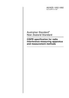 AS/NZS 1052: 08/17/1992 CISPR specification for radio interference measuring apparatus and measurement methods