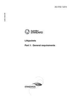 AS 4758.1: 08/13/2015 Lifejackets, Part 1: General requirements