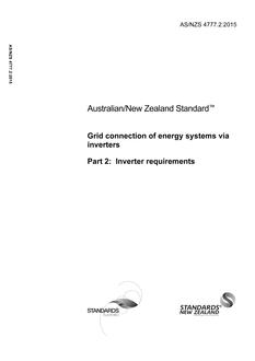 AS/NZS 4777.2: 10/09/2015 Grid connection of energy systems via inverters, Part 2: Inverter requirements