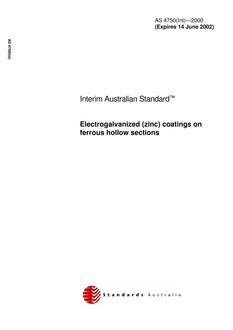 AS 4750(INT): 01/01/2000 Electrogalvanized (zinc) coatings on ferrous hollow sections