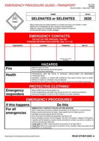 AS 1678.6.0.016: 01/01/1998 Emergency procedure guide – Transport – Selenates or selenites