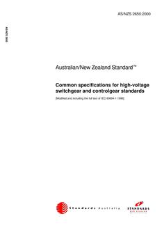AS/NZS 2650: 04/07/2000 Common specifications for high-voltage switchgear and controlgear standards