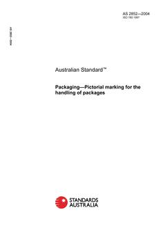 AS 2852: 11/01/2004 Packaging – Pictorial marking for the handling of packages
