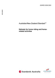 AS/NZS 3838: 03/05/2003 Helmets for horse riding and horse-related activities
