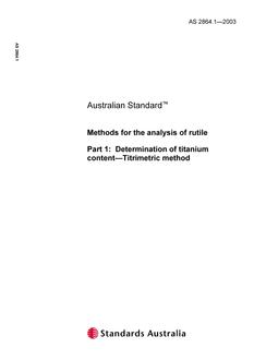 AS 2864.1: 01/01/2003 Methods for the analysis of rutile, Part 1: Determination of titanium content – Titrimetric method