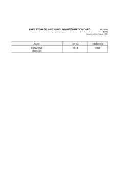 AS 2508.3.005: 01/01/1995 Safe storage and handling information card – Benzene