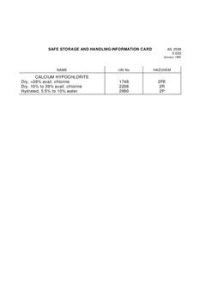 AS 2508.5.003: 01/01/1990 Safe storage and handling information card – Calcium hypochlorite