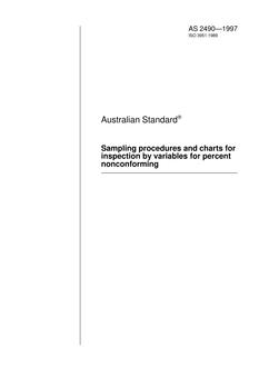 AS 2490: 01/01/1997 Sampling procedures and charts for inspection by variables for percent nonconforming
