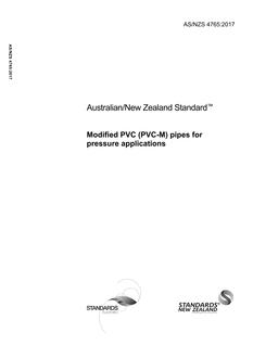 AS/NZS 4765: 05/09/2017 Modified PVC (PVC-M) pipes for pressure applications