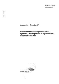 AS 5059: 03/30/2006 Power station cooling tower water systems – Management of legionnaires’ disease health risk