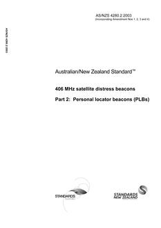 AS/NZS 4280.2: 11/07/2003 406 MHz satellite distress beacons, Part 2: Personal locator beacons (PLBs)