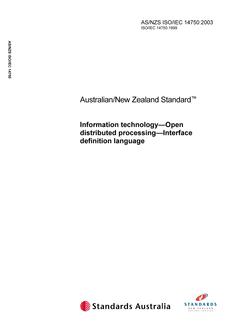 AS/NZS ISO/IEC 14750: 06/04/2003 Information technology – Open distributed processing – Interface definition language