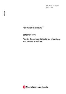 AS 8124.4: 06/26/2003 Safety of toys, Part 4: Experimental sets for chemistry and related activities
