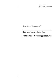 AS 4264.2: 01/01/1996 Coal and coke – Sampling, Part 2: Coke – Sampling procedures