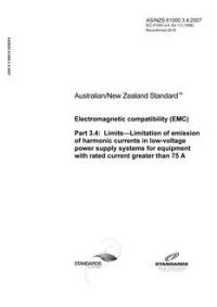 AS/NZS 61000.3.4: 09/12/2007 Electromagnetic compatibility (EMC), Part 3.4: Limits – Limitation of emission of harmonic currents in low-voltage power supply systems for equipment with rated current greater than 75 A