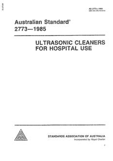 AS 2773: 03/03/1985 Ultrasonic cleaners for hospital use