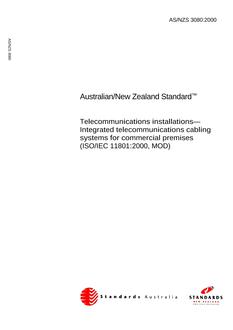AS/NZS 3080: 12/20/2000 Telecommunications installations – Integrated telecommunications cabling systems for commercial premises (ISO/IEC 11801:2000, MOD)