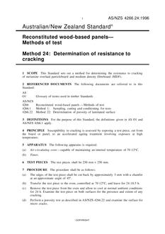 AS/NZS 4266.24: 06/05/1996 Reconstituted wood-based panels – Methods of test, Method 24: Determination of resistance to cracking