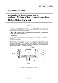AS 2362.17: 01/01/1993 Automatic fire detection and alarm systems – Methods of test for actuating devices – Sensitivity test