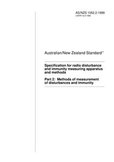 AS/NZS 1052.2: 03/05/1999 Specification for radio disturbance and immunity measuring apparatus and methods, Part 2: Methods of measurement of disturbances and immunity