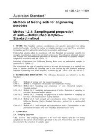 AS 1289.1.3.1: 01/01/1999 Methods of testing soils for engineering purposes, Method 1.3.1: Sampling and preparation of soils – Undisturbed samples – Standard method