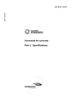 AS 3610.1: 04/16/2018 Formwork for concrete, Part 1: Specifications