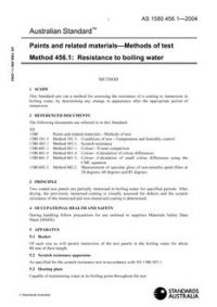 AS 1580.456.1: 01/01/2004 Paints and related materials – Methods of test, Method 456.1: Resistance to boiling water
