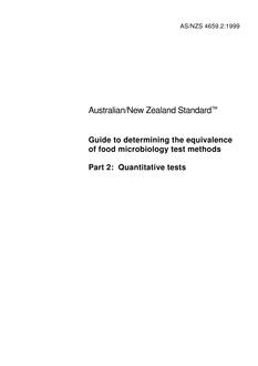 AS/NZS 4659.2: 12/05/1999 Guide to determining the equivalence of food microbiology test methods, Part 2: Quantitative tests