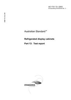 AS 1731.13: 10/01/2003 Refrigerated display cabinets, Part 13: Test report