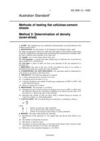 AS 3991.3: 01/01/1992 Methods of testing flat cellulose-cement sheets – Determination of density (oven-dried)