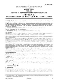 AS 2983.6: 12/31/1986 Methods of test for synthetic sporting surfaces – Determination of resistance to indentation